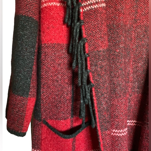 Adrienne Vittadini women’s 2x long sweater duster cardigan blackish gray plaid - Picture 6 of 16